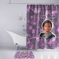 Rosa Parks Bathroom Set Purple Floral Pattern Civil Rights Tribute Bold Name Repeated Text Design - Wonder Print Shop