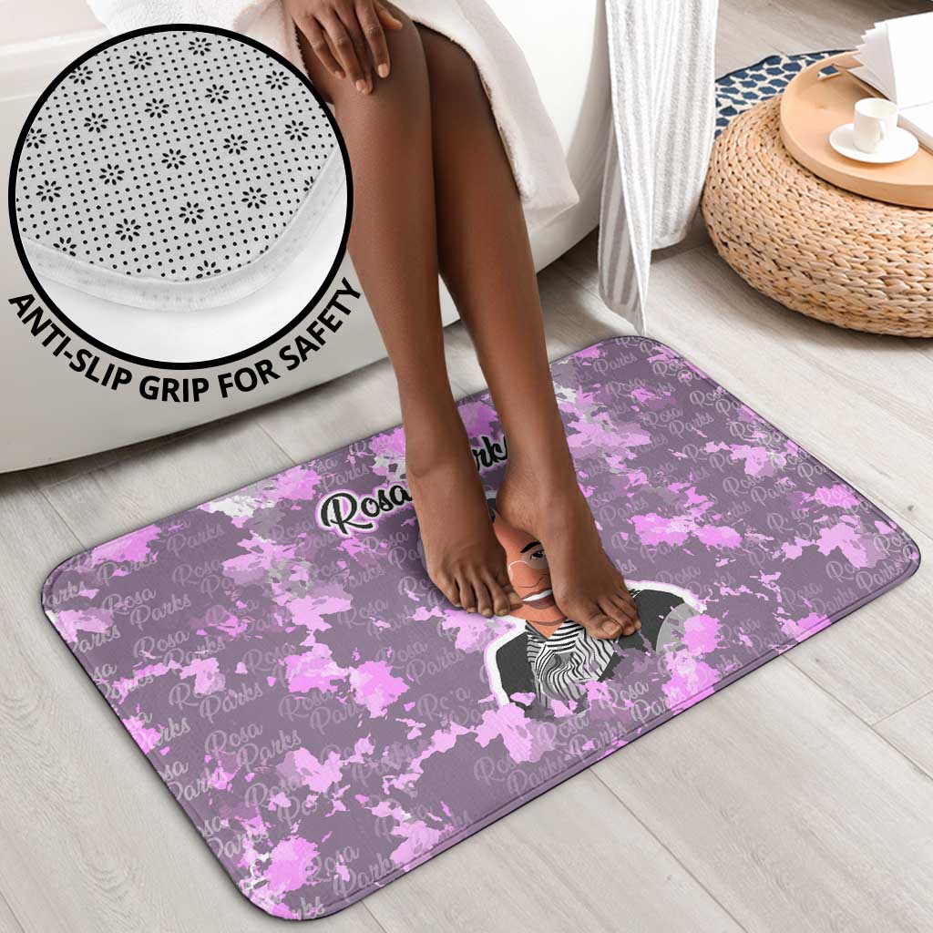Rosa Parks Bathroom Set Purple Floral Pattern Civil Rights Tribute Bold Name Repeated Text Design - Wonder Print Shop