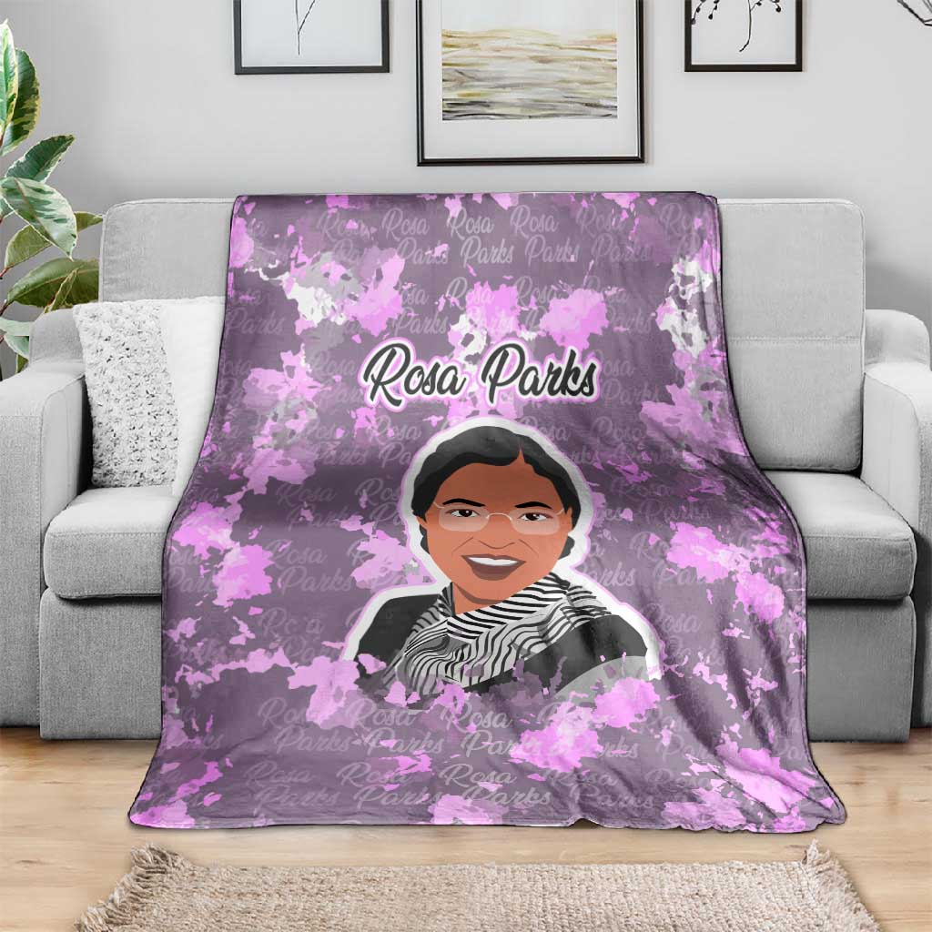 Rosa Parks Blanket Purple Floral Pattern Civil Rights Tribute Bold Name Repeated Text Design - Wonder Print Shop