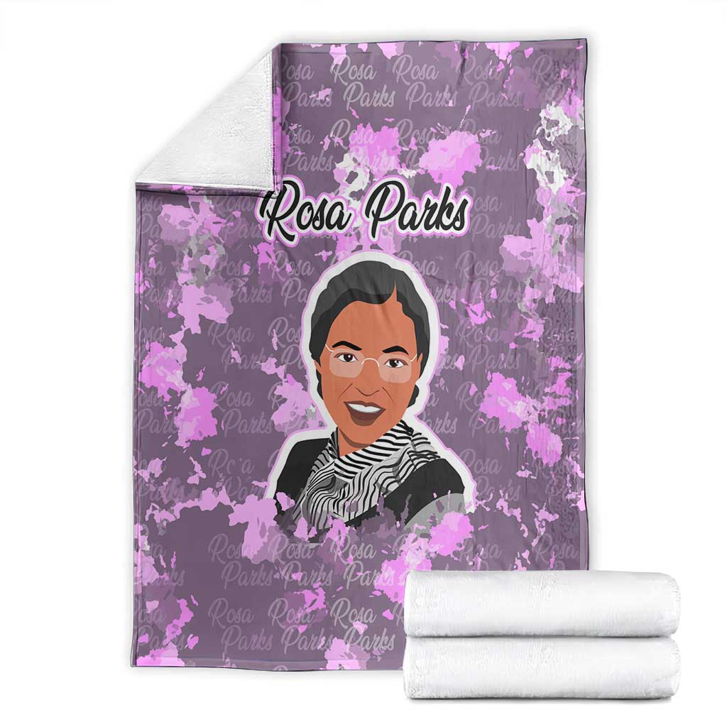 Rosa Parks Blanket Purple Floral Pattern Civil Rights Tribute Bold Name Repeated Text Design - Wonder Print Shop