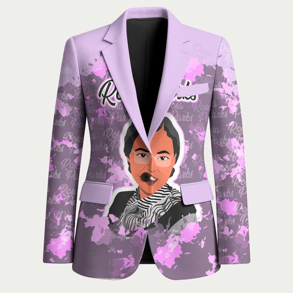 Rosa Parks Blazer Purple Floral Pattern Civil Rights Tribute Bold Name Repeated Text Design - Wonder Print Shop