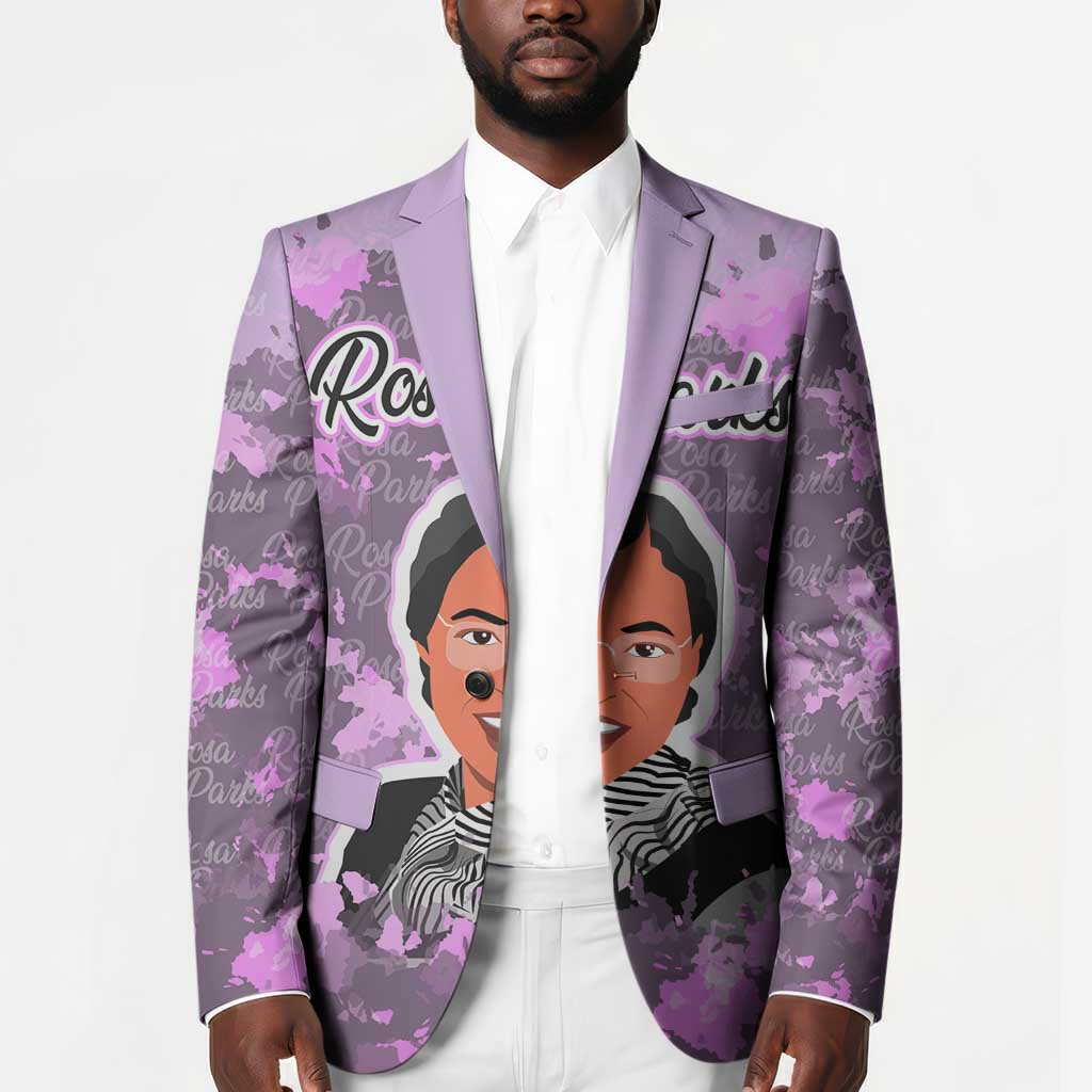 Rosa Parks Blazer Purple Floral Pattern Civil Rights Tribute Bold Name Repeated Text Design - Wonder Print Shop