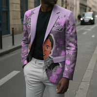 Rosa Parks Blazer Purple Floral Pattern Civil Rights Tribute Bold Name Repeated Text Design - Wonder Print Shop