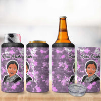 Rosa Parks 4 in 1 Can Cooler Tumbler Purple Floral Pattern Civil Rights Tribute Bold Name Repeated Text Design - Wonder Print Shop
