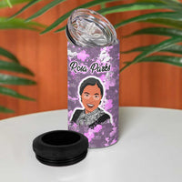 Rosa Parks 4 in 1 Can Cooler Tumbler Purple Floral Pattern Civil Rights Tribute Bold Name Repeated Text Design - Wonder Print Shop