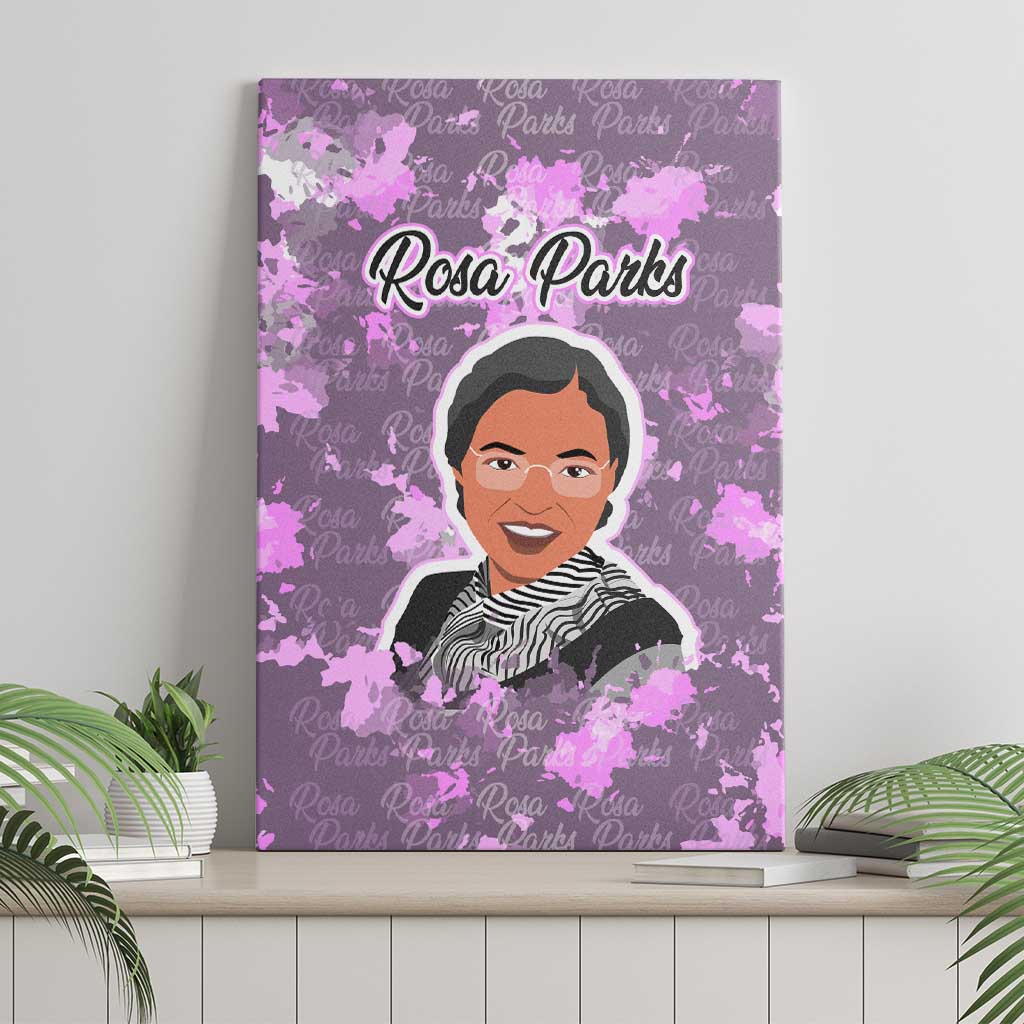 Rosa Parks Canvas Wall Art Purple Floral Pattern Civil Rights Tribute Bold Name Repeated Text Design - Wonder Print Shop