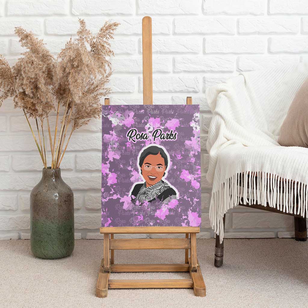 Rosa Parks Canvas Wall Art Purple Floral Pattern Civil Rights Tribute Bold Name Repeated Text Design - Wonder Print Shop