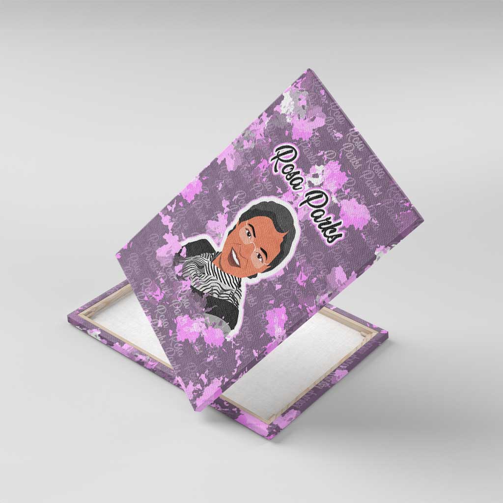 Rosa Parks Canvas Wall Art Purple Floral Pattern Civil Rights Tribute Bold Name Repeated Text Design - Wonder Print Shop