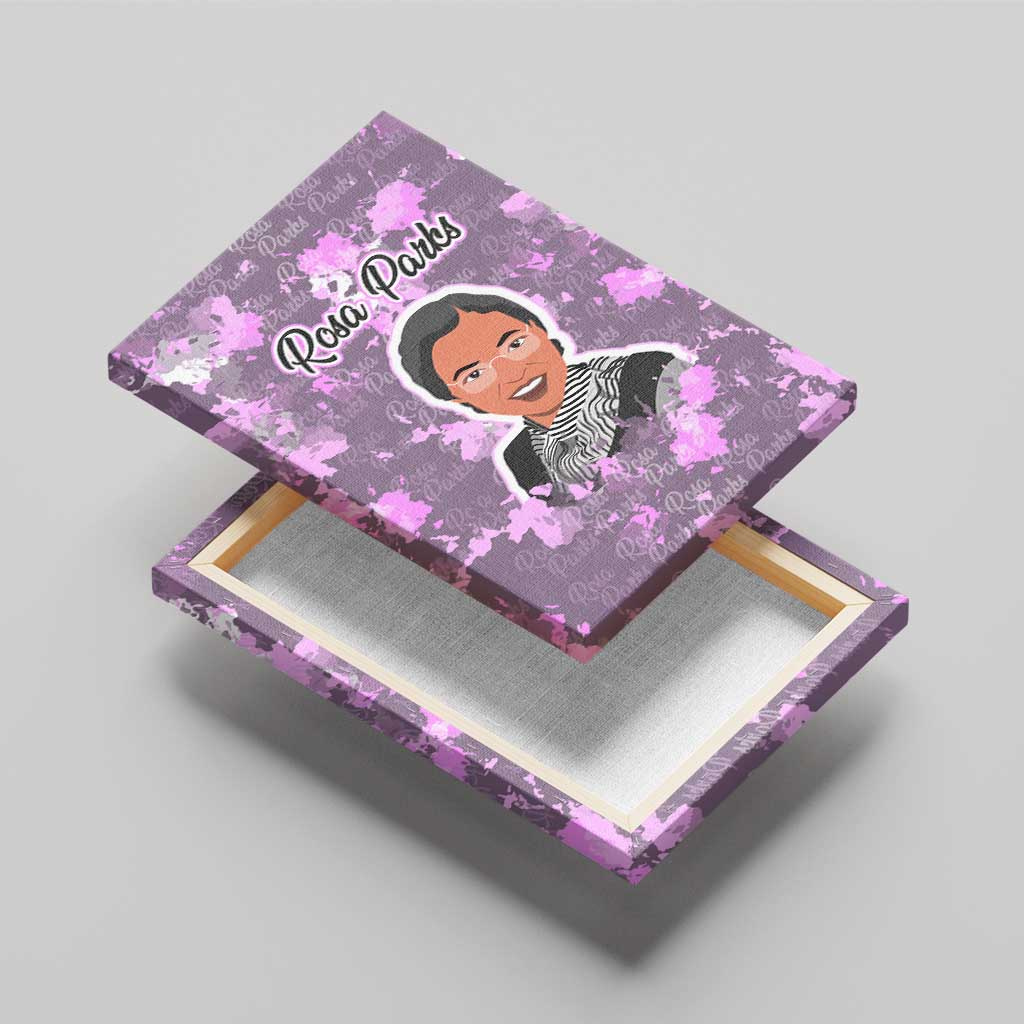 Rosa Parks Canvas Wall Art Purple Floral Pattern Civil Rights Tribute Bold Name Repeated Text Design - Wonder Print Shop