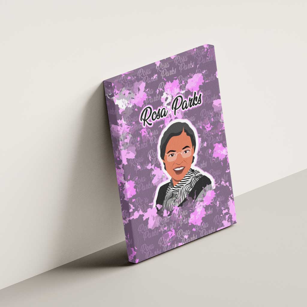 Rosa Parks Canvas Wall Art Purple Floral Pattern Civil Rights Tribute Bold Name Repeated Text Design - Wonder Print Shop