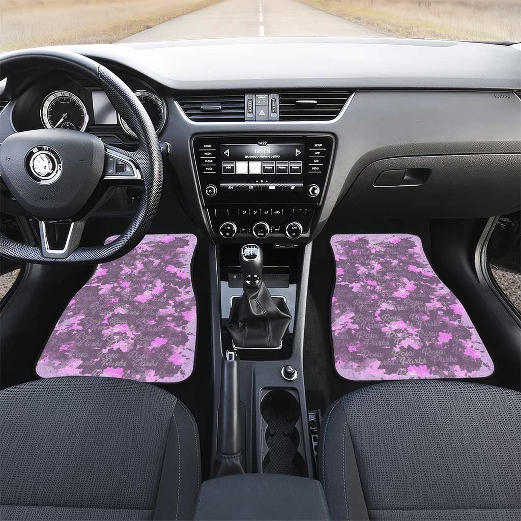 Rosa Parks Car Mats Purple Floral Pattern Civil Rights Tribute Bold Name Repeated Text Design - Wonder Print Shop