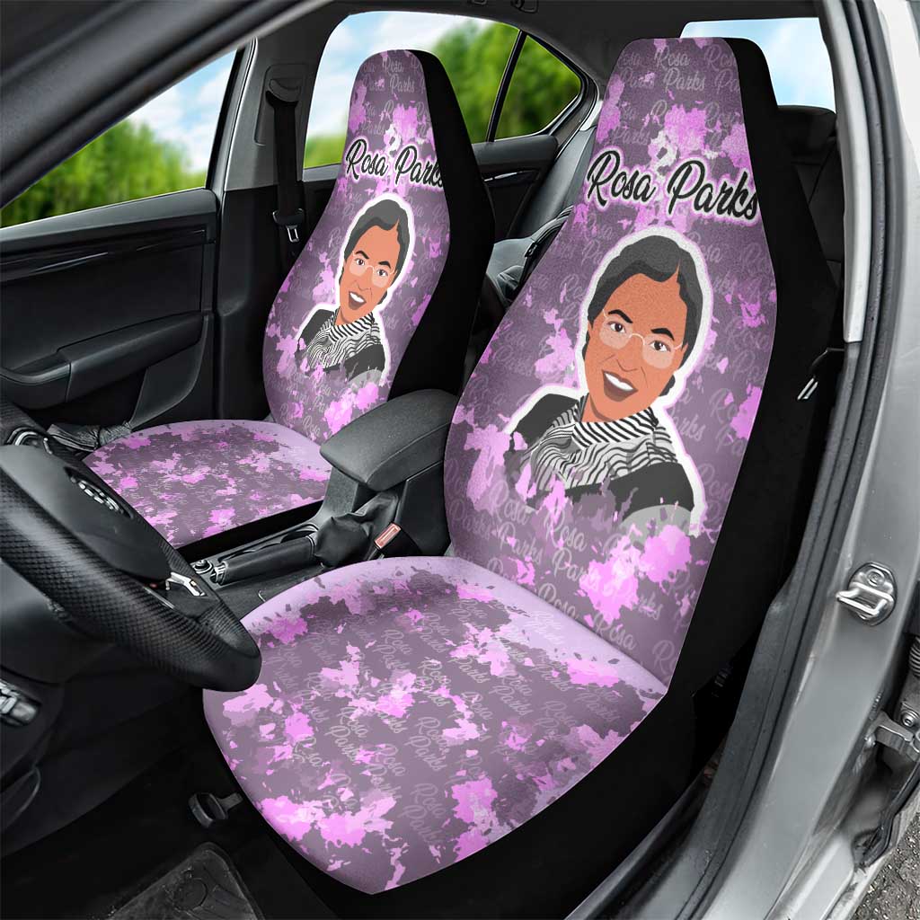 Rosa Parks Car Seat Cover Purple Floral Pattern Civil Rights Tribute Bold Name Repeated Text Design - Wonder Print Shop
