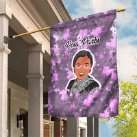 Rosa Parks Garden Flag Purple Floral Pattern Civil Rights Tribute Bold Name Repeated Text Design - Wonder Print Shop
