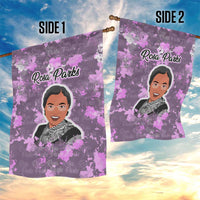 Rosa Parks Garden Flag Purple Floral Pattern Civil Rights Tribute Bold Name Repeated Text Design - Wonder Print Shop