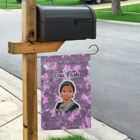 Rosa Parks Garden Flag Purple Floral Pattern Civil Rights Tribute Bold Name Repeated Text Design - Wonder Print Shop
