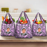Rosa Parks Grocery Bag Purple Floral Pattern Civil Rights Tribute Bold Name Repeated Text Design - Wonder Print Shop