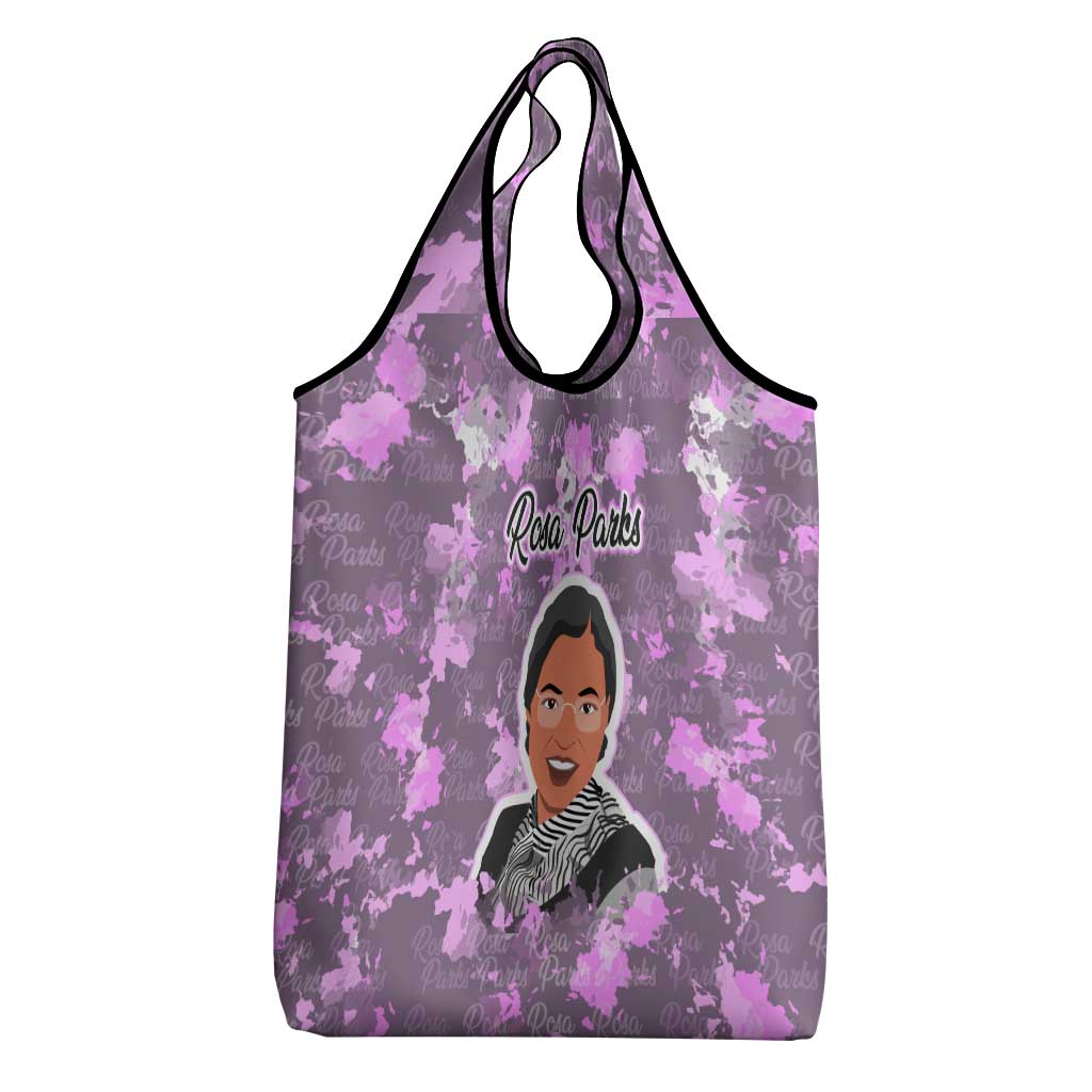 Rosa Parks Grocery Bag Purple Floral Pattern Civil Rights Tribute Bold Name Repeated Text Design - Wonder Print Shop