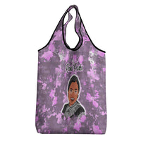 Rosa Parks Grocery Bag Purple Floral Pattern Civil Rights Tribute Bold Name Repeated Text Design - Wonder Print Shop