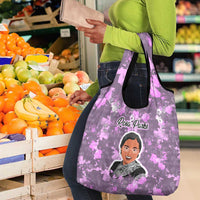 Rosa Parks Grocery Bag Purple Floral Pattern Civil Rights Tribute Bold Name Repeated Text Design - Wonder Print Shop