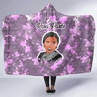 Rosa Parks Hooded Blanket Purple Floral Pattern Civil Rights Tribute Bold Name Repeated Text Design - Wonder Print Shop