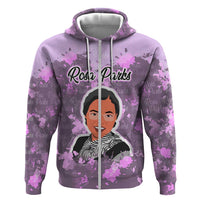 Rosa Parks Hoodie Purple Floral Pattern Civil Rights Tribute Bold Name Repeated Text Design - Wonder Print Shop