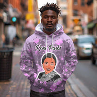 Rosa Parks Hoodie Purple Floral Pattern Civil Rights Tribute Bold Name Repeated Text Design - Wonder Print Shop