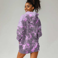 Rosa Parks Hoodie Dress Purple Floral Pattern Civil Rights Tribute Bold Name Repeated Text Design - Wonder Print Shop
