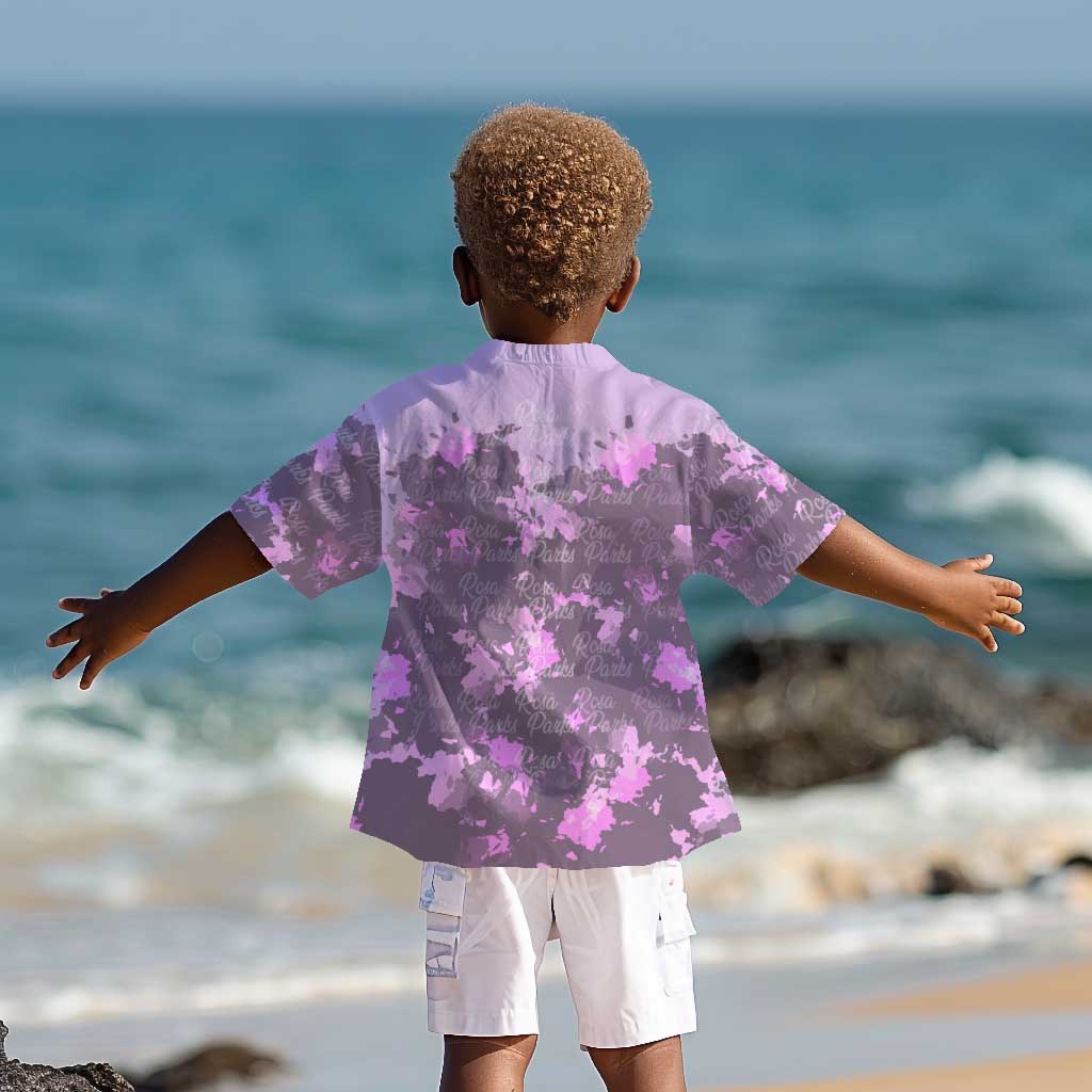 Rosa Parks Kid Hawaiian Shirt Purple Floral Pattern Civil Rights Tribute Bold Name Repeated Text Design TS04
