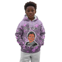 Rosa Parks Kid Hoodie Purple Floral Pattern Civil Rights Tribute Bold Name Repeated Text Design - Wonder Print Shop