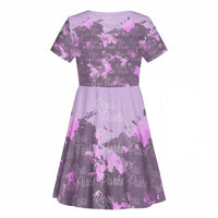 Rosa Parks Kid Short Sleeve Dress Purple Floral Pattern Civil Rights Tribute Bold Name Repeated Text Design TS04