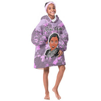 Rosa Parks Kid Wearable Blanket Hoodie Purple Floral Pattern Civil Rights Tribute Bold Name Repeated Text Design - Wonder Print Shop