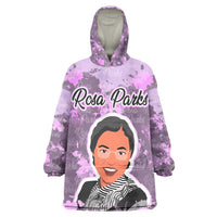 Rosa Parks Kid Wearable Blanket Hoodie Purple Floral Pattern Civil Rights Tribute Bold Name Repeated Text Design - Wonder Print Shop
