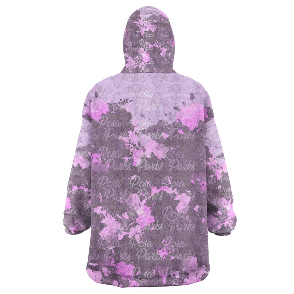 Rosa Parks Kid Wearable Blanket Hoodie Purple Floral Pattern Civil Rights Tribute Bold Name Repeated Text Design - Wonder Print Shop