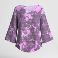 Rosa Parks Kimono Sleeve Blouse Purple Floral Pattern Civil Rights Tribute Bold Name Repeated Text Design - Wonder Print Shop