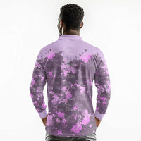 Rosa Parks Long Sleeve Polo Shirt Purple Floral Pattern Civil Rights Tribute Bold Name Repeated Text Design - Wonder Print Shop