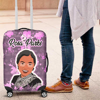 Rosa Parks Luggage Cover Purple Floral Pattern Civil Rights Tribute Bold Name Repeated Text Design - Wonder Print Shop