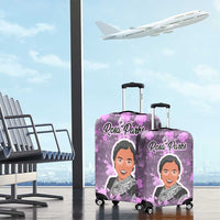 Rosa Parks Luggage Cover Purple Floral Pattern Civil Rights Tribute Bold Name Repeated Text Design - Wonder Print Shop