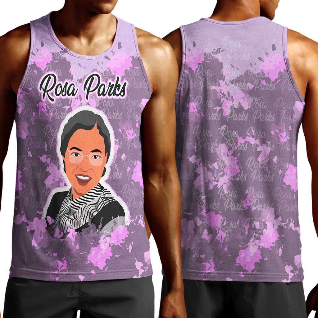 Rosa Parks Men Tank Top Purple Floral Pattern Civil Rights Tribute Bold Name Repeated Text Design - Wonder Print Shop