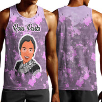 Rosa Parks Men Tank Top Purple Floral Pattern Civil Rights Tribute Bold Name Repeated Text Design - Wonder Print Shop