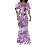 Rosa Parks Mermaid Dress Purple Floral Pattern Civil Rights Tribute Bold Name Repeated Text Design TS04