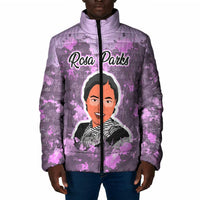 Rosa Parks Padded Jacket Purple Floral Pattern Civil Rights Tribute Bold Name Repeated Text Design - Wonder Print Shop