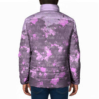 Rosa Parks Padded Jacket Purple Floral Pattern Civil Rights Tribute Bold Name Repeated Text Design - Wonder Print Shop