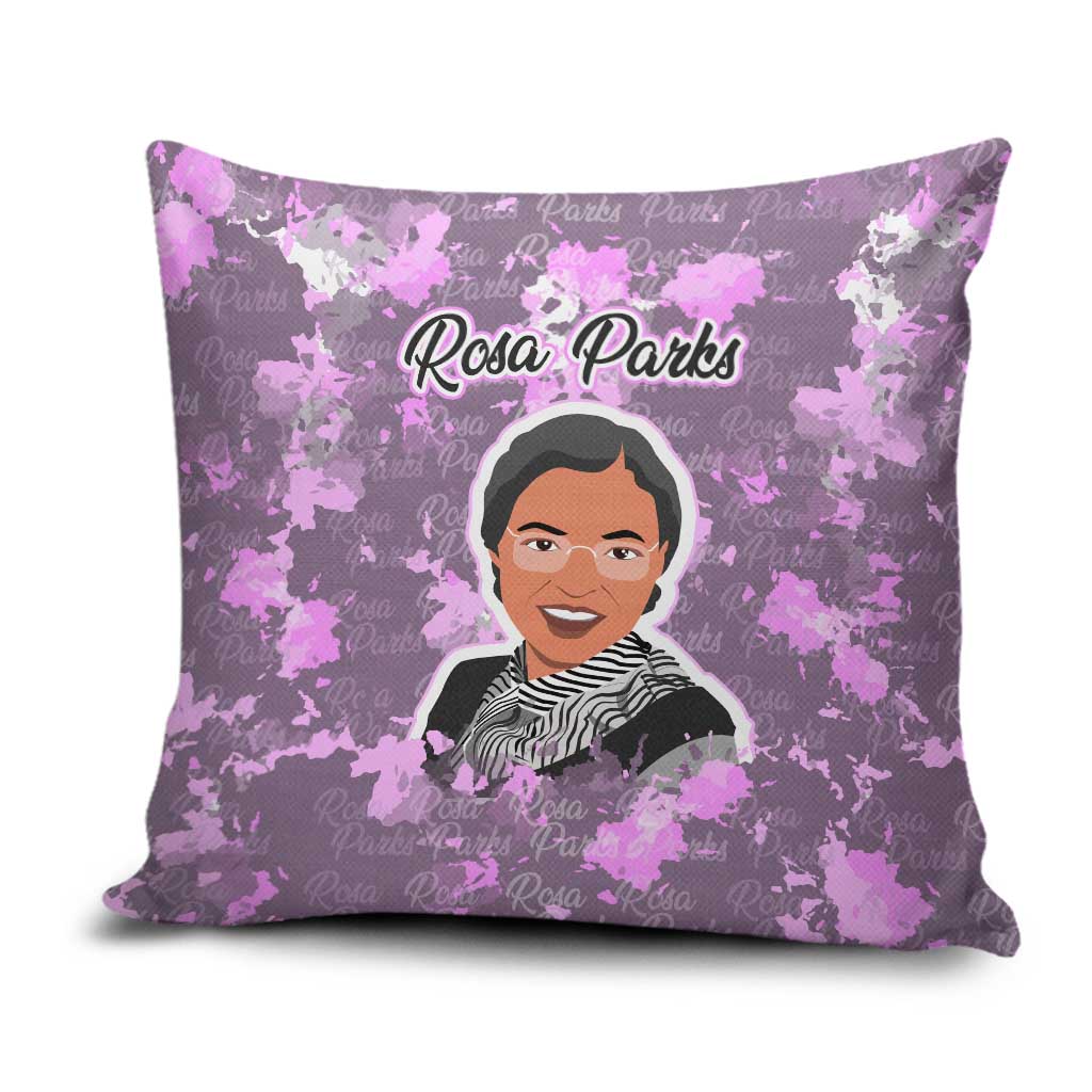 Rosa Parks Pillow Cover Purple Floral Pattern Civil Rights Tribute Bold Name Repeated Text Design - Wonder Print Shop