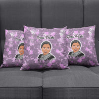 Rosa Parks Pillow Cover Purple Floral Pattern Civil Rights Tribute Bold Name Repeated Text Design - Wonder Print Shop