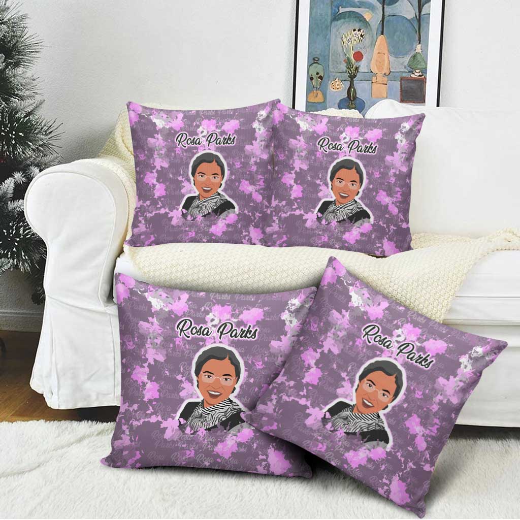 Rosa Parks Pillow Cover Purple Floral Pattern Civil Rights Tribute Bold Name Repeated Text Design - Wonder Print Shop