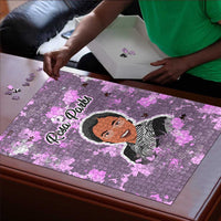 Rosa Parks Puzzle Purple Floral Pattern Civil Rights Tribute Bold Name Repeated Text Design - Wonder Print Shop