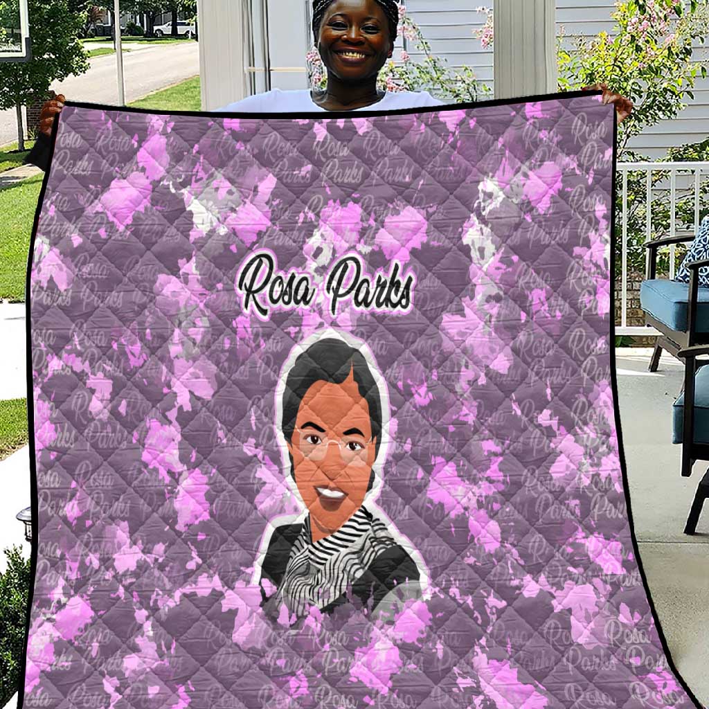 Rosa Parks Quilt Purple Floral Pattern Civil Rights Tribute Bold Name Repeated Text Design - Wonder Print Shop