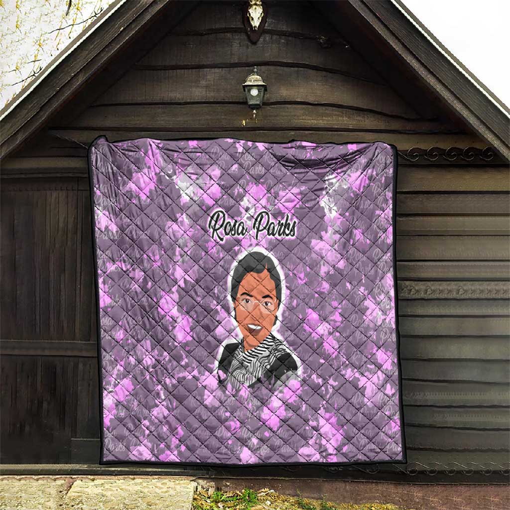 Rosa Parks Quilt Purple Floral Pattern Civil Rights Tribute Bold Name Repeated Text Design - Wonder Print Shop