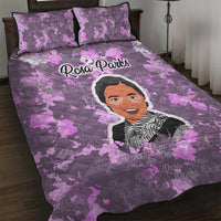 Rosa Parks Quilt Bed Set Purple Floral Pattern Civil Rights Tribute Bold Name Repeated Text Design - Wonder Print Shop