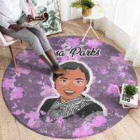 Rosa Parks Round Carpet Purple Floral Pattern Civil Rights Tribute Bold Name Repeated Text Design - Wonder Print Shop